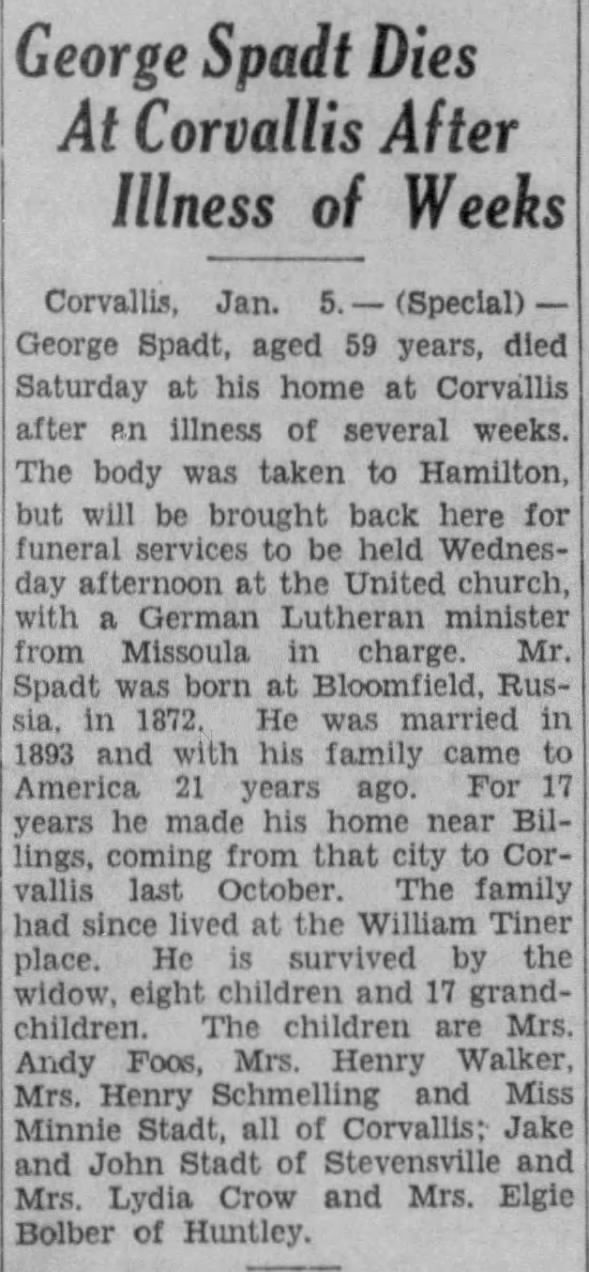 Obituary for George Spadt (Aged 59)